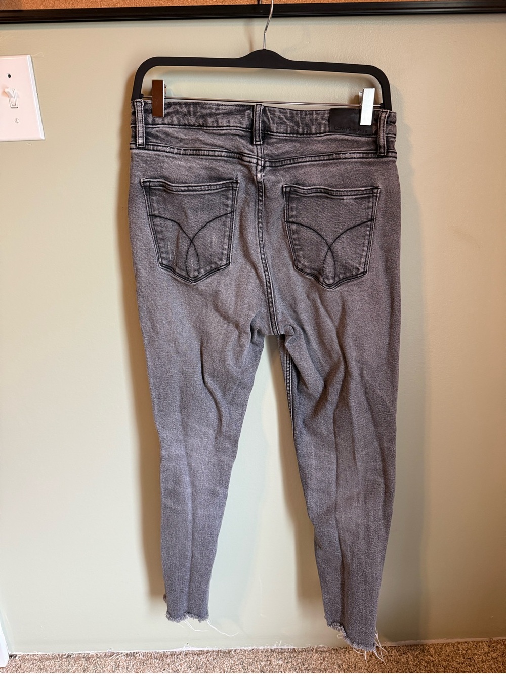 Calvin Klein Gray Skinny Jeans - High-Rise Back View
